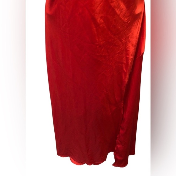 ASTR The Label  Women's Gaia Slip Dress Orange Midi Sz M Asymmetrical Hem Summer - Picture 5 of 11